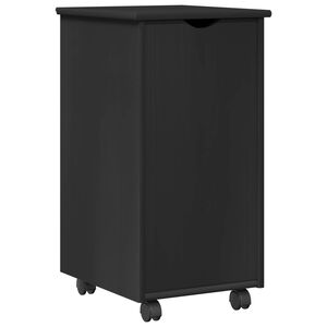 vidaXL Rollschrank Mit Rad Schwarz 34 x 39 x 65,5 cm Massivholz Kiefer