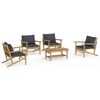 vidaXL 5-tlg. Garten-Lounge-Set mit Dunkelgrauen Kissen Bambus