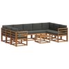 vidaXL Outdoor-Sofagarnitur mit Kissen 10 pcs Natur und Anthrazit
