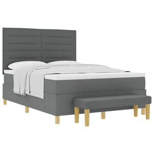 vidaXL Boxspringbett mit Kissen Dunkelgrau 200 x 140 cm Stoff