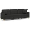 vidaXL 3-Sitzer-Sofa mit Kissen Schwarz 210 cm Stoff
