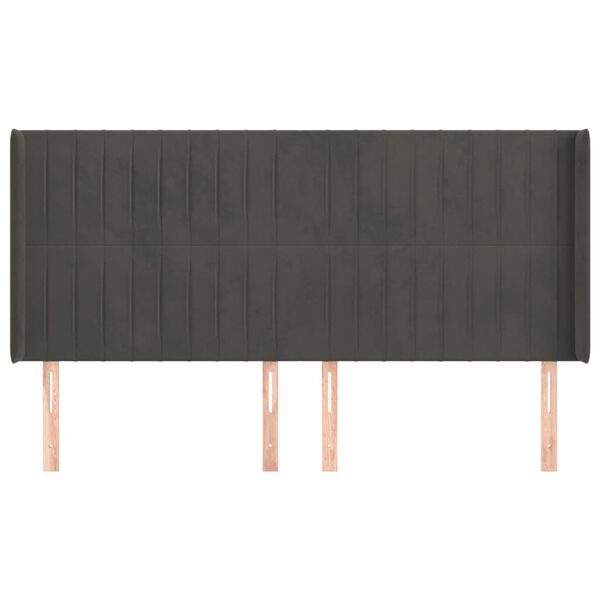vidaXL Kopfteil mit Ohren Dunkelgrau 203x16x118/128 cm Samt