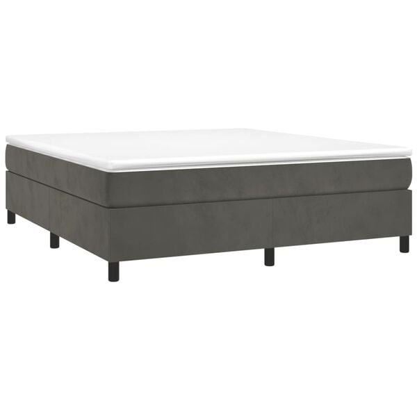vidaXL Boxspringbett mit Matratze Dunkelgrau 180x200 cm Samt