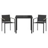 vidaXL Gartenm&ouml;bel Set 3 pcs Schwarz und Anthrazit 80 x 80 x 73 cm