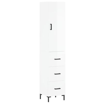 vidaXL Highboard Hochglanz-Weiß 34,5x34x180 cm Holzwerkstoff