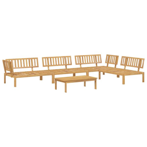 vidaXL Sofa Set mit Kissen Uni 5 pcs Taupe Massivholz Akazie