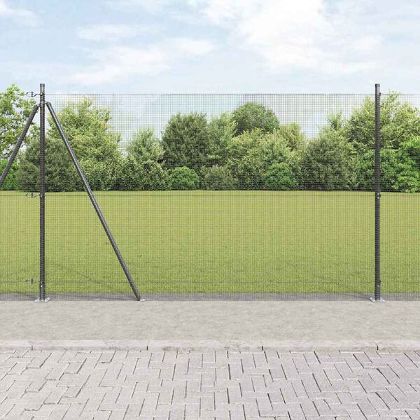 vidaXL Zaunpfosten Grau 25 x 1,6 m (12 x 12 mm Netz) Stahl und PVC