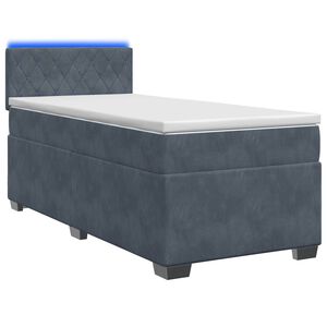 vidaXL Boxspringbett mit Matratze und LED Dunkelgrau Einzeln Samt