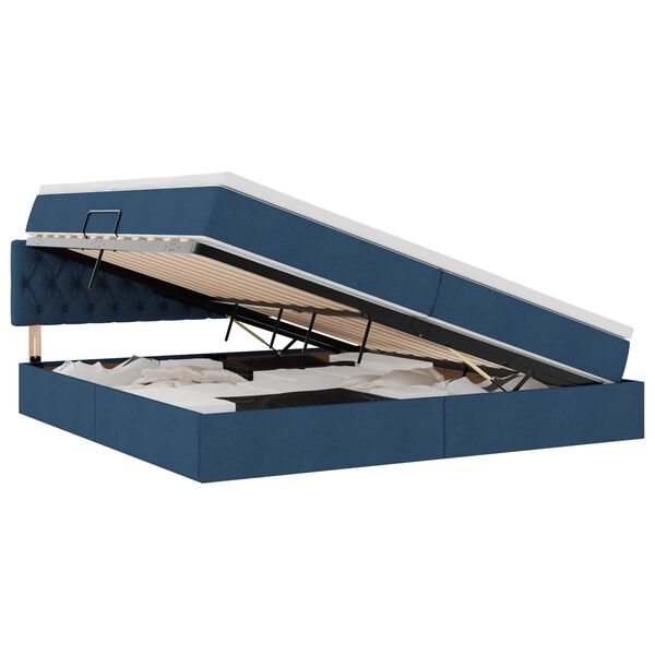 vidaXL Aufbewahrungsbett mit Matratze Blau 200 x 200 cm Holzwerkstoff