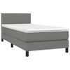 vidaXL Boxspringbett mit Matratze & LED Dunkelgrau 100x200 cm Stoff