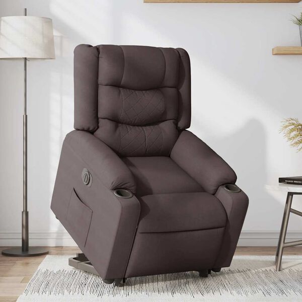 vidaXL Relaxsessel mit Aufstehhilfe Elektrisch Dunkelbraun Stoff