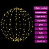 vidaXL Ball mit 192 LEDs Warmwei&szlig; 59,5 x 59,5 x 63 cm Metall