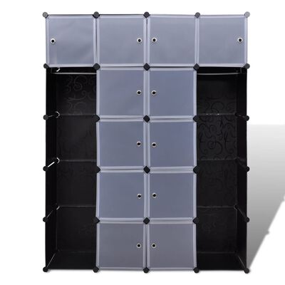 vidaXL Modularer Schrank mit 14 Fächern schwarz/weiß 37x146x180,5cm