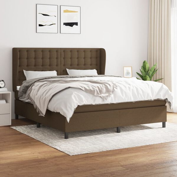 vidaXL Boxspringbett mit Matratze Dunkelbraun 180x200 cm Stoff