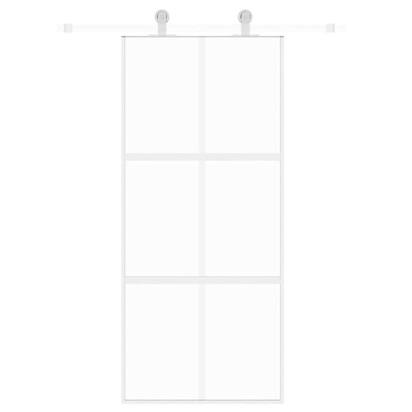 vidaXL Schiebet&uuml;r Wei&szlig; 90x205 cm Hartglas und Aluminium