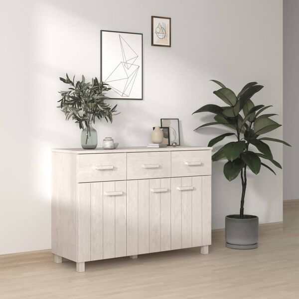 vidaXL Sideboard HAMAR Weiß 113x40x80 cm Massivholz Kiefer