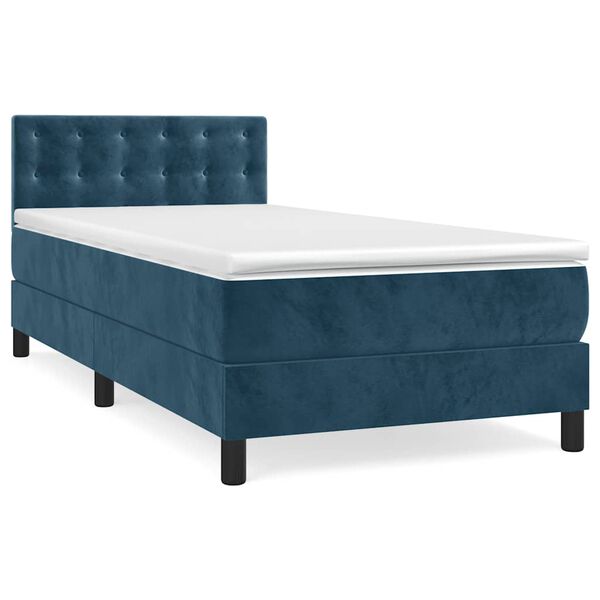 vidaXL Boxspringbett mit Matratze Dunkelblau 80x200 cm Samt