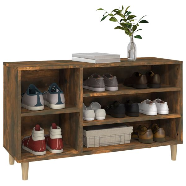 vidaXL Schuhregal Räuchereiche 102x36x60 cm Holzwerkstoff
