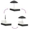 vidaXL Doppel-Sonnenliege mit Kissen&Sonnenschirm Schwarz Poly Rattan