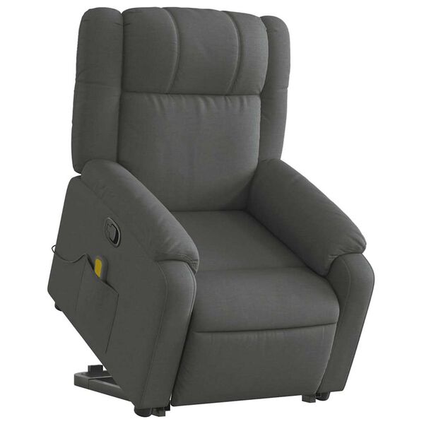 vidaXL Massagesessel mit Aufstehhilfe Dunkelgrau Stoff