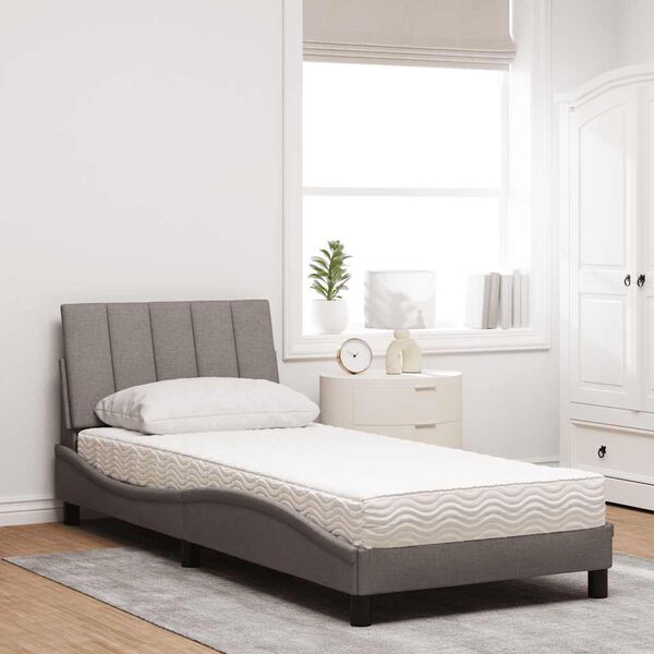 vidaXL Bett mit Matratze "Hanko" Taupe 90x190 cm Stoff