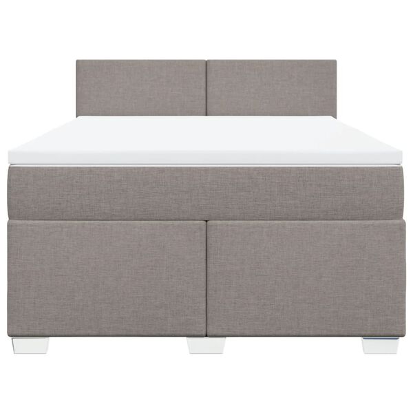 vidaXL Boxspringbett mit Matratze Taupe 140x200 cm Stoff