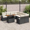vidaXL Garten-Sofa-Set mit Kissen 9 pcs Schwarz und Creme