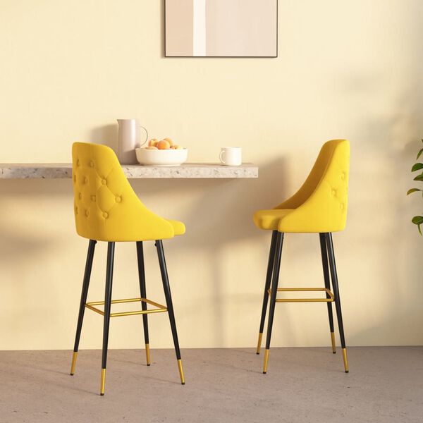 vidaXL Barhocker 2 Stk. Senfgelb Samt