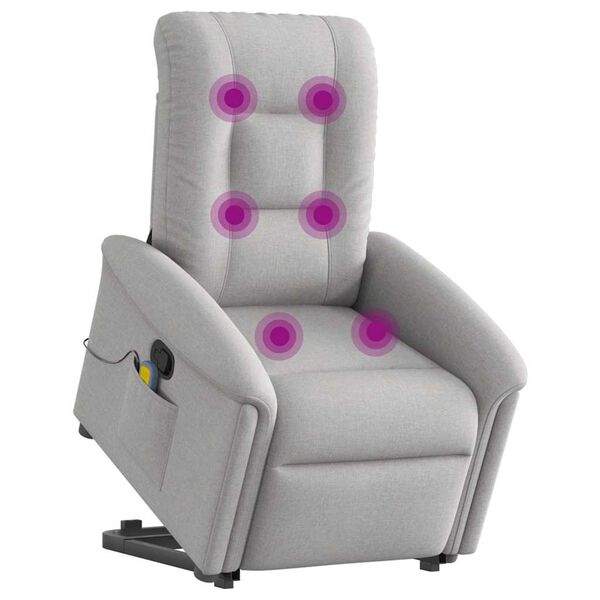 vidaXL Massagesessel mit Aufstehhilfe Wolkengrau Stoff