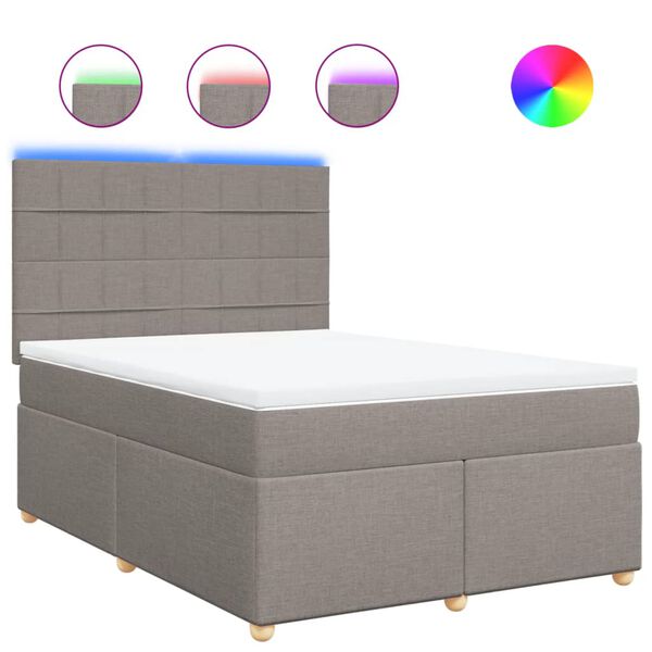 vidaXL Boxspringbett mit Matratze Taupe 140x190 cm Stoff