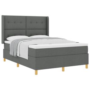 vidaXL Boxspringbett mit Kopfteil Dunkelgrau 140 x 200 cm Stoff