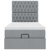 vidaXL Ottoman-Bett mit Matratze & LEDs Hellgrau 90x190 cm Stoff