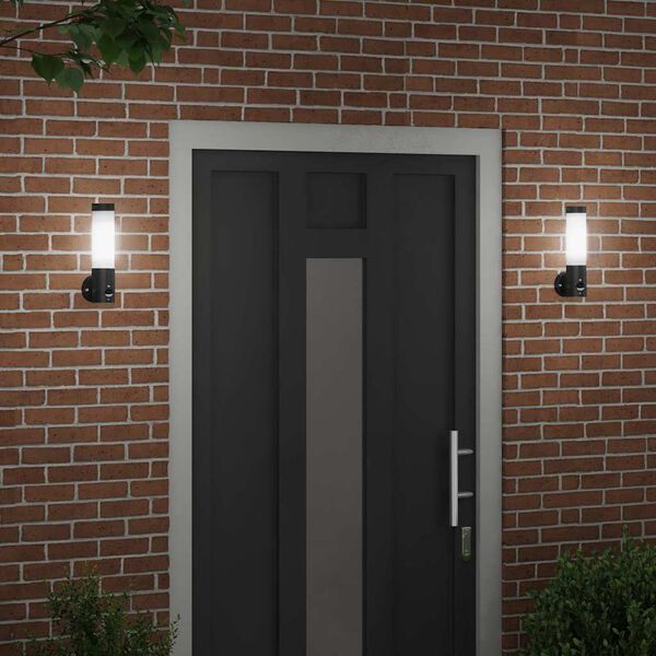 vidaXL Au&szlig;enwandleuchte 2 pcs Schwarz 12 x 8,5 x 29 cm