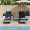 vidaXL Sonnenliege mit Kissen 3 pcs Grau und Marineblau Poly-Rattan