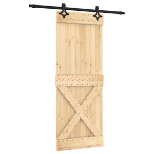 vidaXL Schiebet&uuml;r Nat&uuml;rlich und Schwarz 80 x 210 cm Massivkiefer