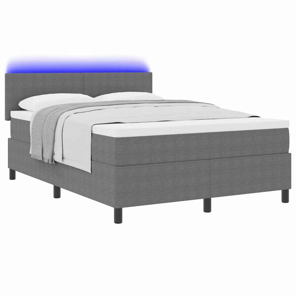 vidaXL Boxspringbett Hellgrau und Weiß 203 x 160 x 88 cm Cordstoff