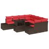 vidaXL Gartensofa-set mit Kissen 9 pcs Braun und Rot Poly-Rattan