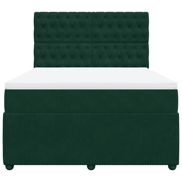 vidaXL Boxspringbett mit Matratze Dunkelgr&uuml;n 140x200 cm Samt