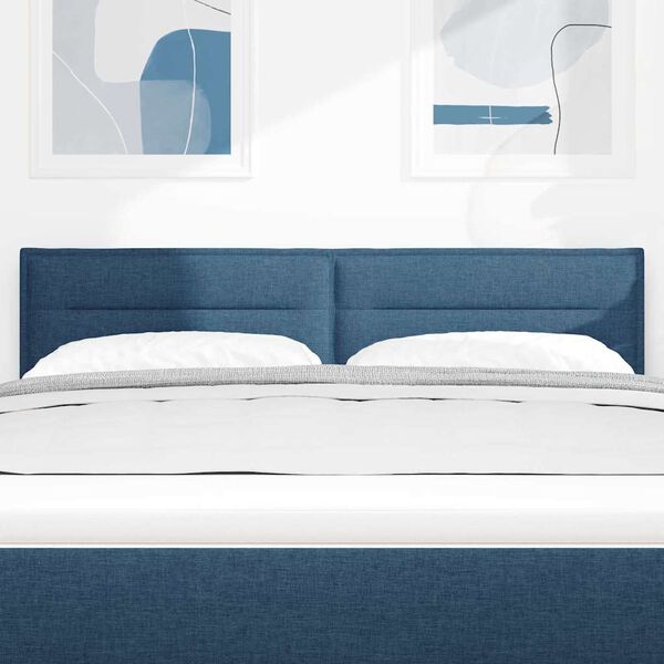 vidaXL LED Kopfteil mit LED-Lichtleisten Blau 144 cm Polyester