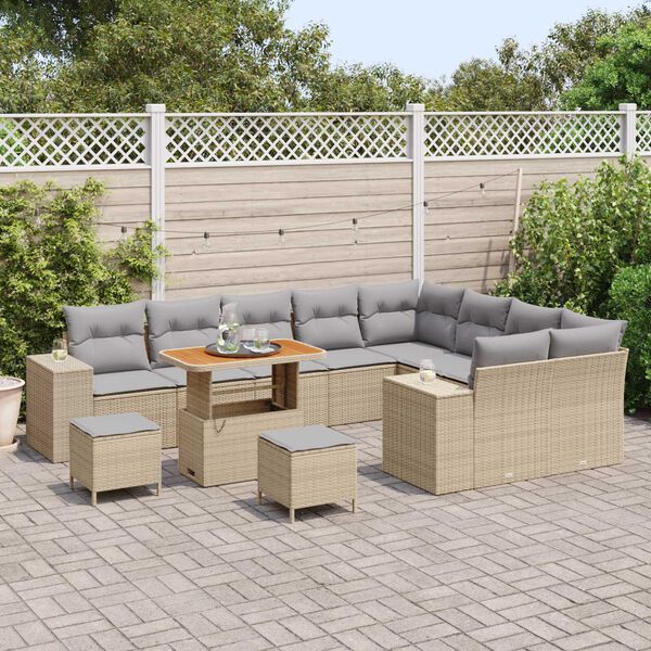 vidaXL Garten-Sofa-Set 12 pcs Beige Poly-Rattan