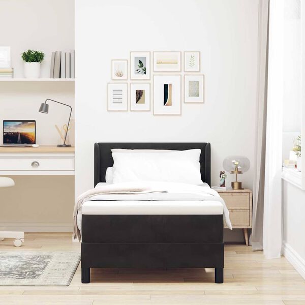 vidaXL Boxspringbett mit Matratze Schwarz 200 x 90 cm Polyester