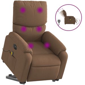 vidaXL Elektrischer Massagesessel mit Aufstehhilfe Braun Stoff