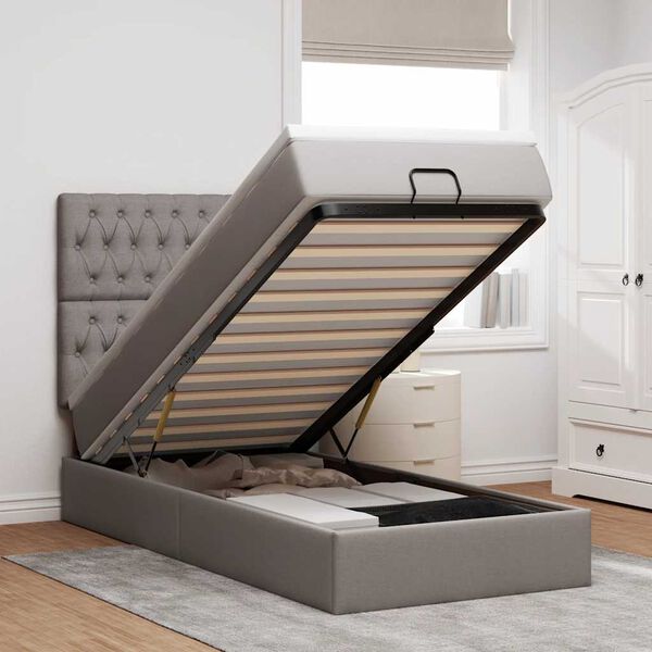 vidaXL Ottoman-Bett mit Matratze Taupe 90x190 cm Stoff