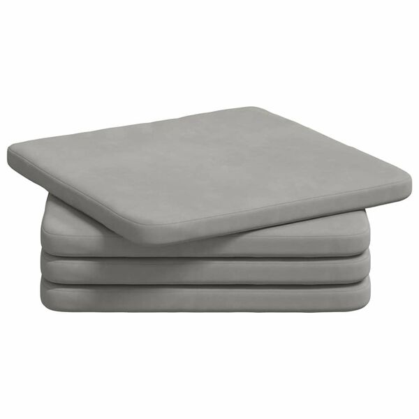vidaXL Sitzkissen 4 pcs Hellgrau 40 x 40 x 3 cm Mikrofaserstoff