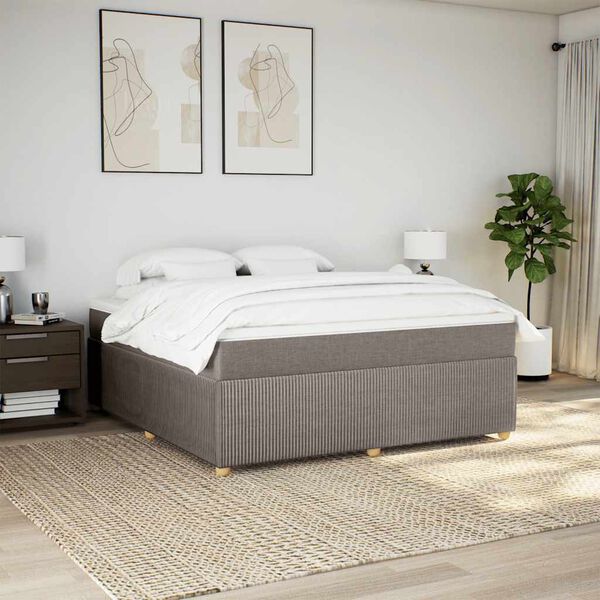 vidaXL Boxspringbett mit Matratze Taupe 180x200 cm Stoff