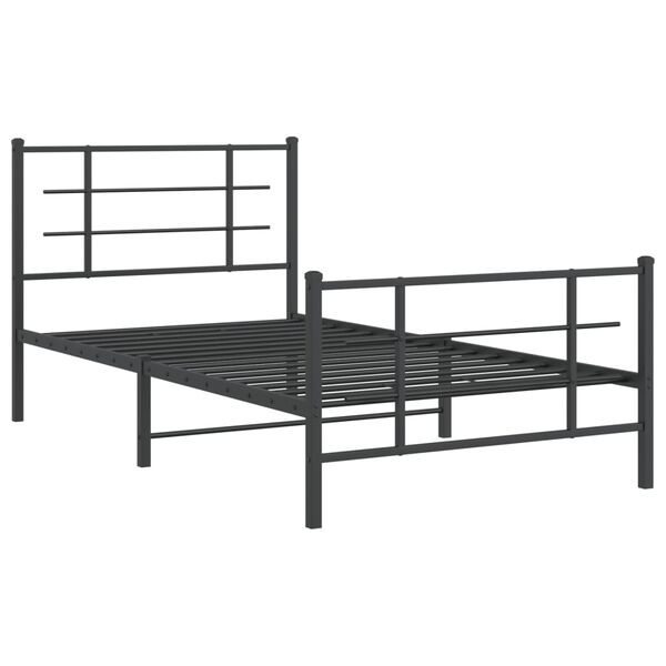 vidaXL Bettgestell mit Kopf- und Fu&szlig;teil Metall Schwarz 100x190 cm