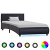 vidaXL Bettgestell mit LED Schwarz Kunstleder 100x200 cm