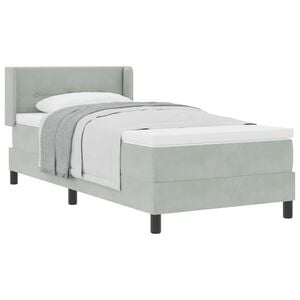 vidaXL Boxspringbett mit Kopfteil Hellgrau 200 x 80 cm Samt