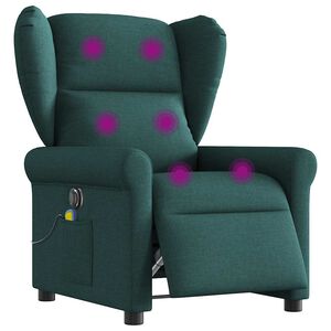 vidaXL Massagesessel Elektrisch Dunkelgr&uuml;n Stoff