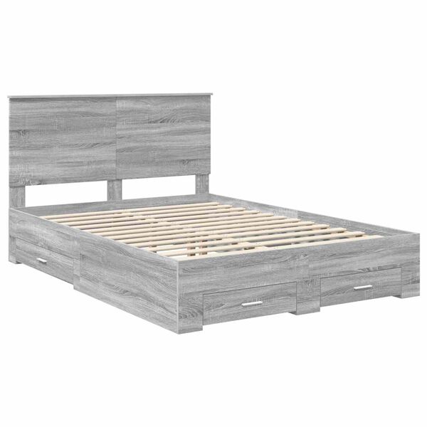 vidaXL Bettrahmen Graues Sonoma 150 x 200 cm Holzwerkstoff